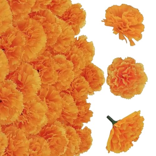 dinghaole 20Pcs Orange Artificial Flower Wreath Lantern Festival Decoration Marigold Head Used For Home Party Wedding Jawbone Dining Table Center Decoration