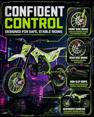 Image of 50cc Kid Gas Dirt Bike, 2-Stroke Gas Powered Kids Motorcycle
