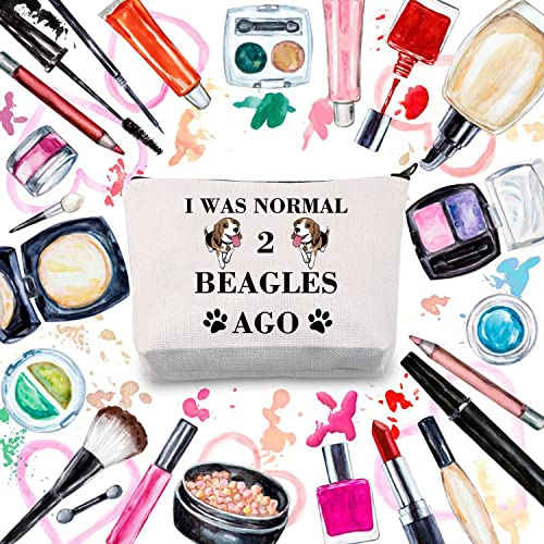 PLITI Beagle Makeup Bag Beagle Lover Gift Beagle Mom Gift I was Normal 2 Beagles Ago Gift for Dog Lover Dog Owner Bag (2 Beagles ago U) - Image 4