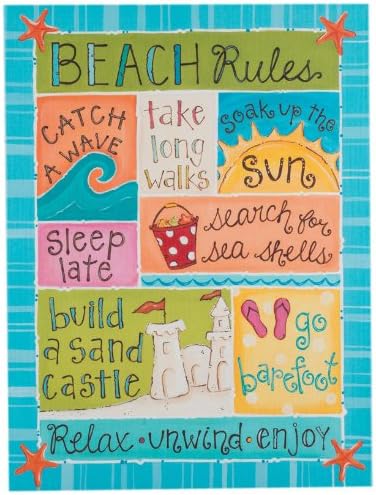 Glory Haus Beach Rules Canvas Wall Art, 12 by 16-Inch