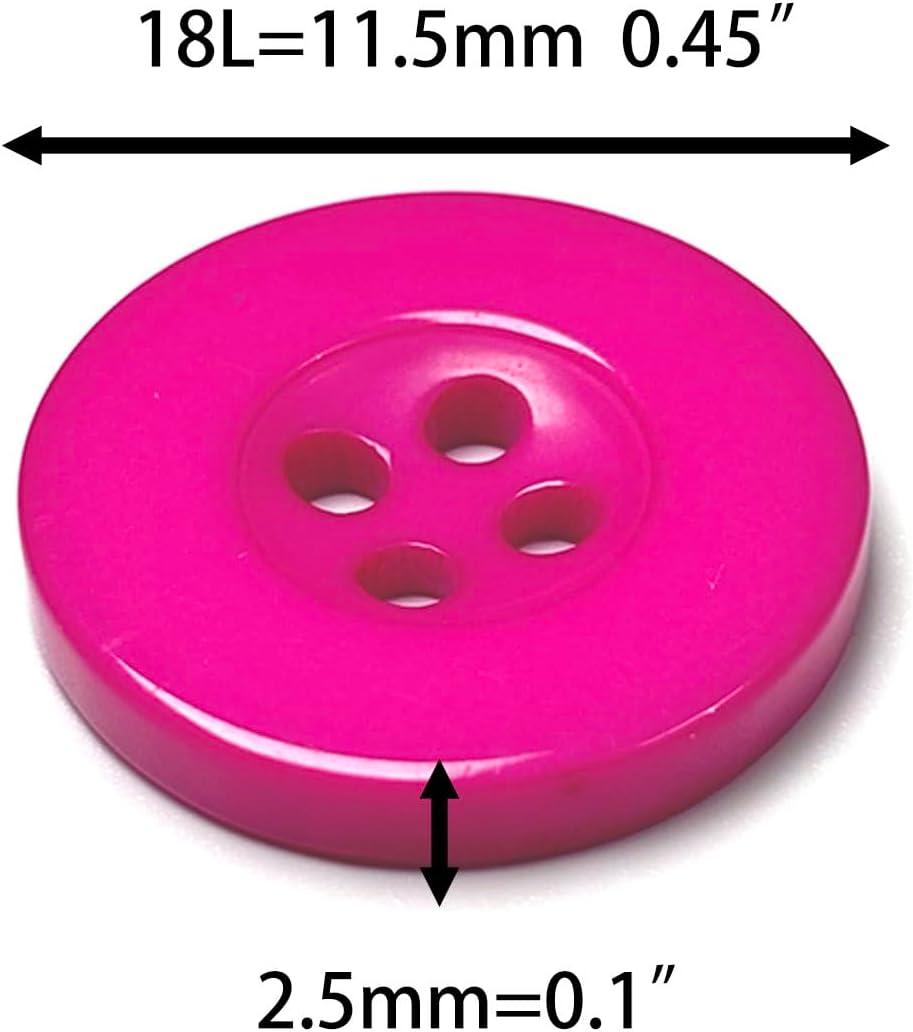 GLRXMX 10pcs 9/20 Inch 11.5mm 4-Hole Magenta Resin Sewing Buttons image 3
