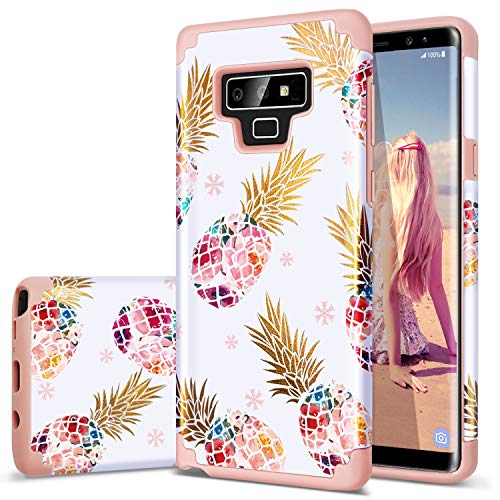 Fingic for Galaxy Note 9 Case,Note 9 Case Pineapple,Floral Pineapple Ultra Slim Case Hard PC Soft Rubber Anti-Scratch Shockproof Protective Case Cover for Samsung Galaxy Note 9(2018 Release),Rose Gold
