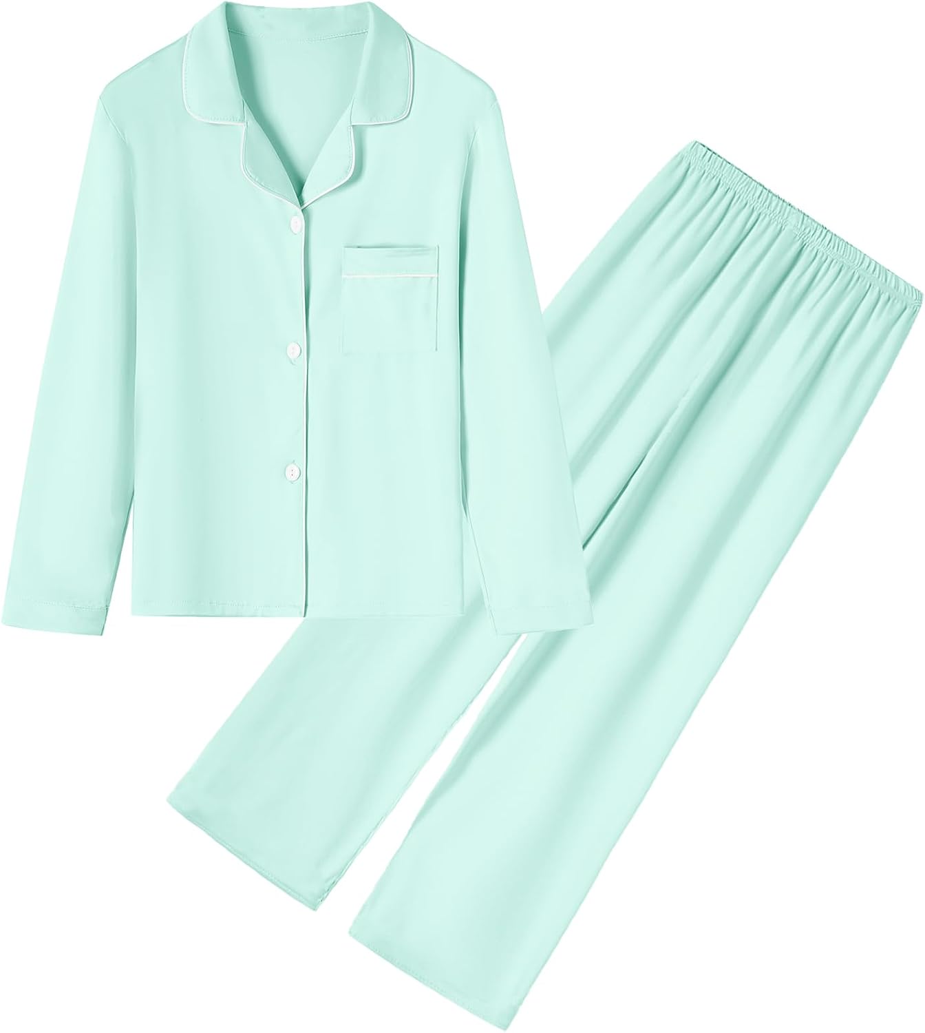 Umeyda Girls & Womens Lyocell Pajamas Set Soft Long Sleeve 2 Pieces Button Down Pjs