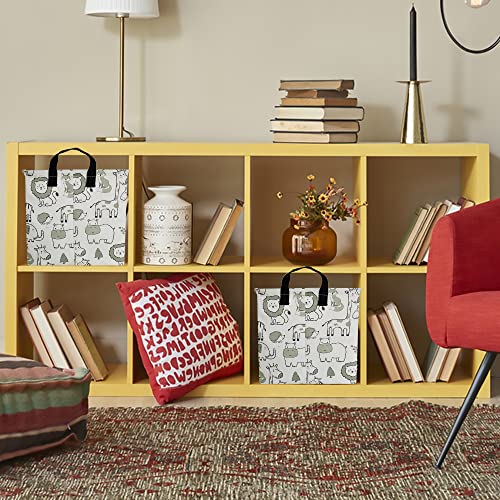 Clocor Rectangular Storage Basket,Collapsible Cute Pattern Storage Bin,Waterproof Storage Box With Handles,Toy Gift Organizer,Shelf Basket(Green Animals) #TOP2