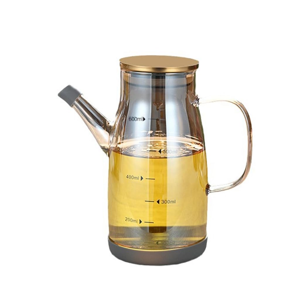 Botella dispensadora de aceite de vidrio, Dispensador de aceite y vinagre de vidrio con medidor, varios tamaños, multicolor(Transparent,1000ML)