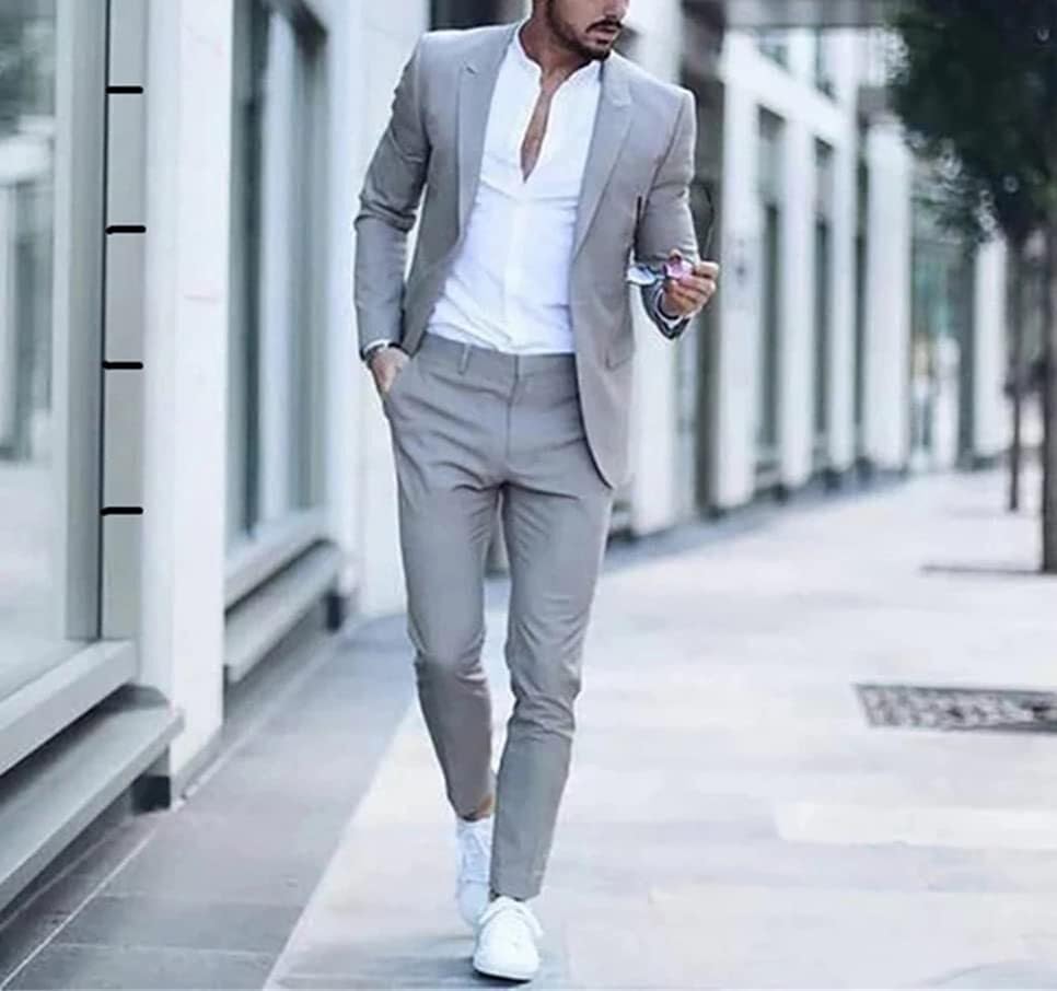 Mens Casual Business Suit for Wedding Party Tuxedos Slim Fit Peak Lapel Solid Jacket+Pants Suits HRX174