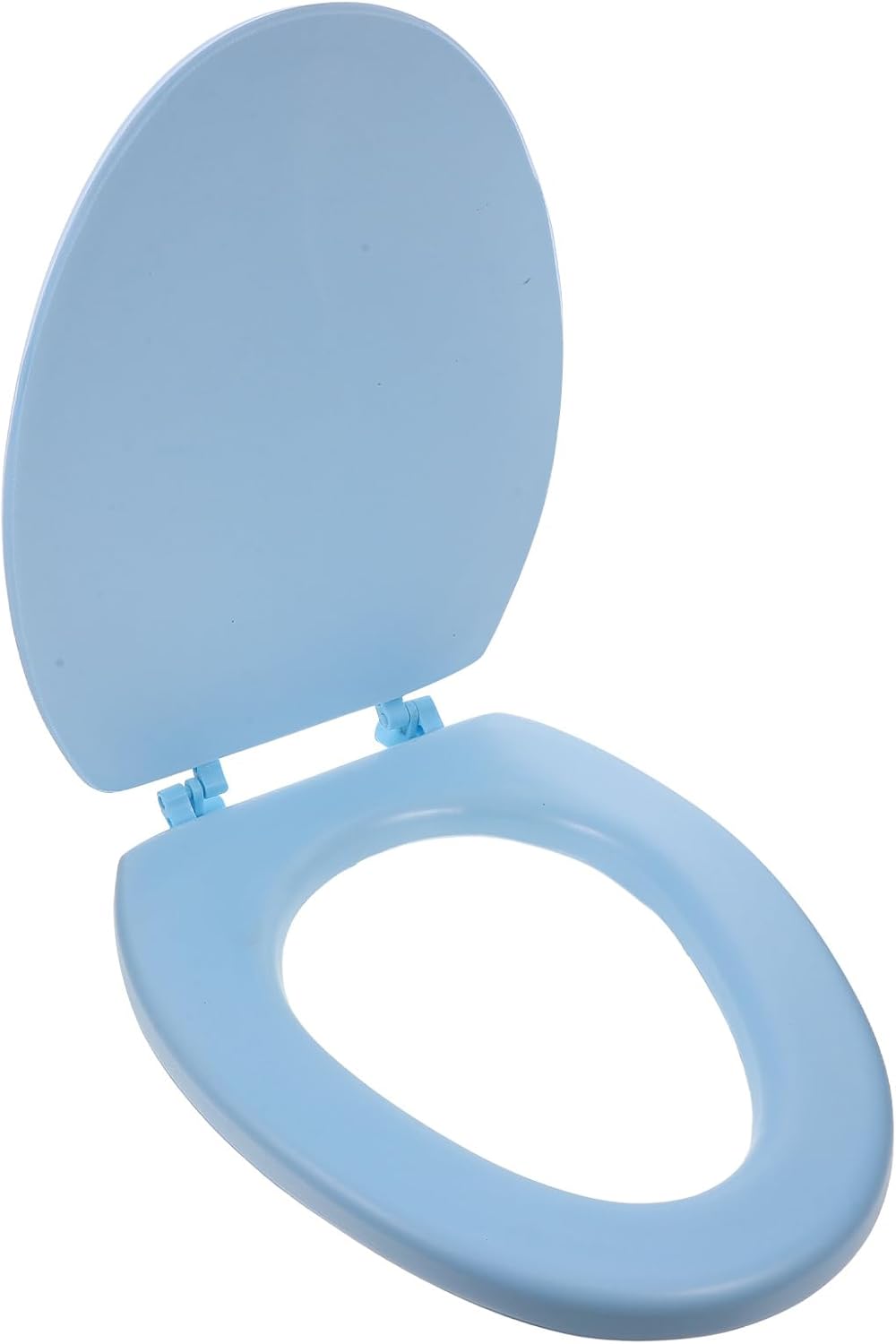 Thick Soft Foam Toilet Seat Comfort Toilet Seat Cushioned with Cover Universal Quiet-Close Toilet Lid - Stable Hinge Design Prevent Shift for Bathroom Commode Seat (Light Blue, Bottom-Mount V-Shape)