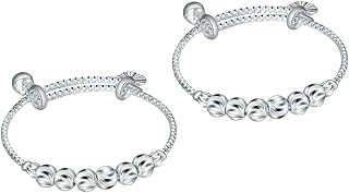VILLCASE Bangle 2pcs Baby Bracelet Jewelry for Baby Ornament Infant Bell Bracelet Bracelets for Toddler Bracelet Baby Bell Infant Bell Baby Bracelet Toddler Silver Bracelet, 15x1CM, no gemstone