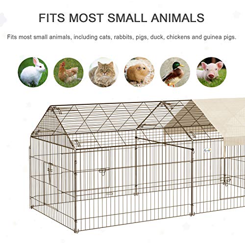 PawHut 7.2' Small Animal Playpen with Cover, Multifunctional Metal Pet Exercise Pen Large Metal Chicken Coop, Outdoor… - Image 6