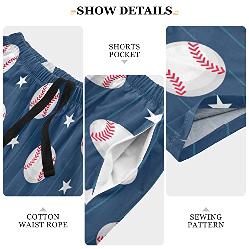 Baseball Sport Stars Mens Pajama Shorts Men's Pajama Bottoms Soft Sleepwear L4