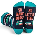 Lavley Book and Reading Socks for Adults - Funny Gifts for Reader - Unisex for Men and Women, One Size (US, Alpha, One Size, Regular, Regular, So Many Books So Little Time)