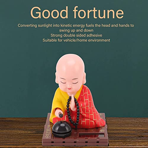 Image of AUGEN Small Buddhist Monk Decoration for Home Car Dashboard Solar Ornaments, Automatic Nodding Lucky Light Energy Sensing EcoFriendly Solar Buddhist Monk Statue (Pack of 1)(D, Red)