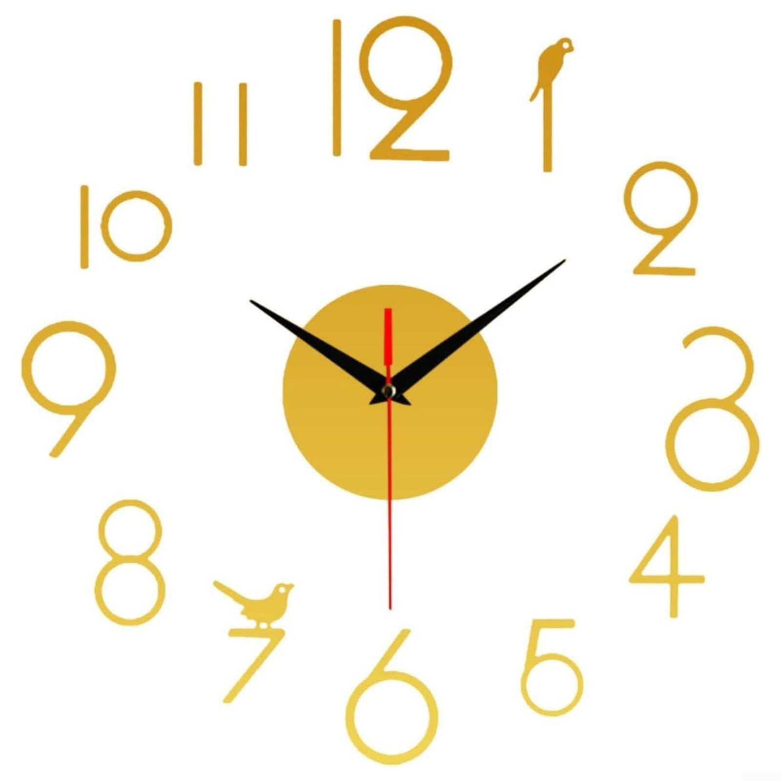 SPORTARC Modern DIY 3D Wall Clock, Silent, Frameless Design, Home Decoration (Gold)