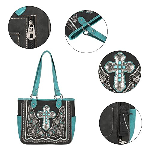 Montana West Vegan Leather Tote Purse For Women Concho Collection Shoulder Handbag Large Handbag With Wallet Mw1120G-8317Bk+W #TOP3