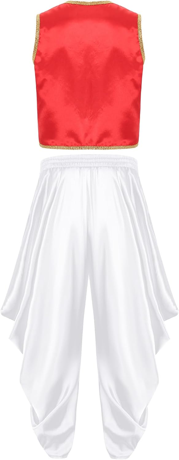 Adult Mens Arabian Prince Costume Waistcoat Top Harem Pants Suit Halloween Cosplay Outfits