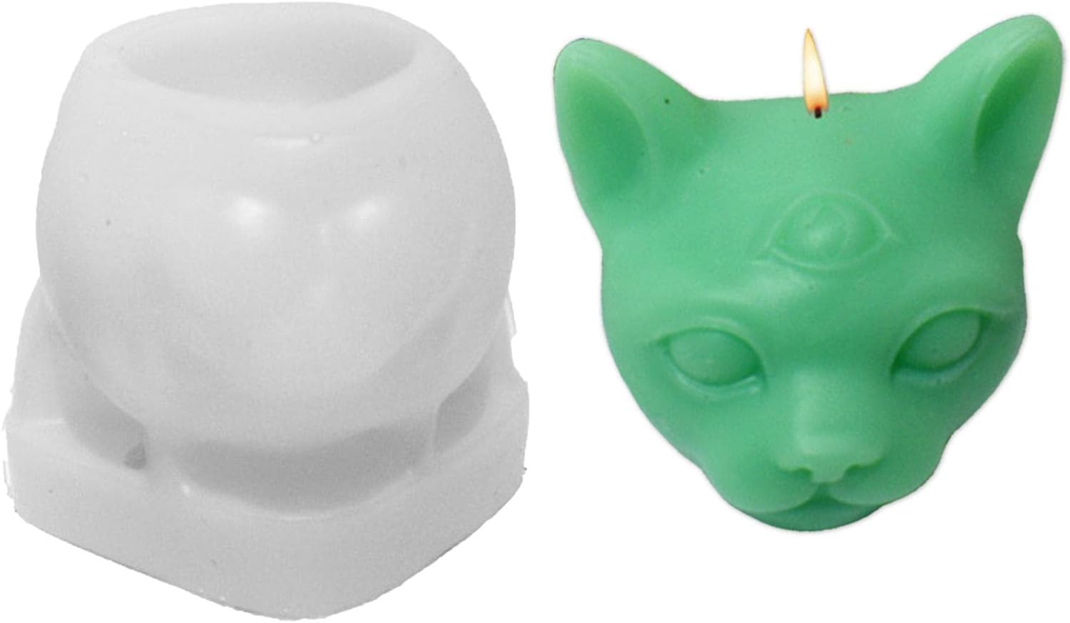 Cat Head Candle Molds Silicone,3D Cat Candle Silicone Molds
