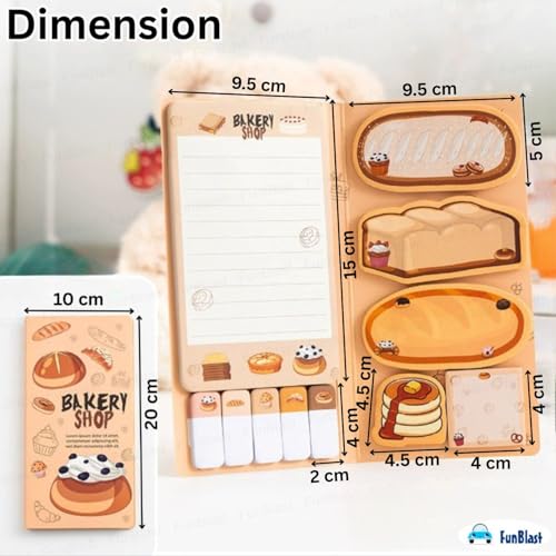 Image of FunBlast 11 Sheets /440 Sticky Notes - Cute Kawaii Sticky Notes, Sticky Pad for Study, Point It Marker Stationery Items, Self-Adhesive Memo Pad, Planners and Memo Sticker (DL)