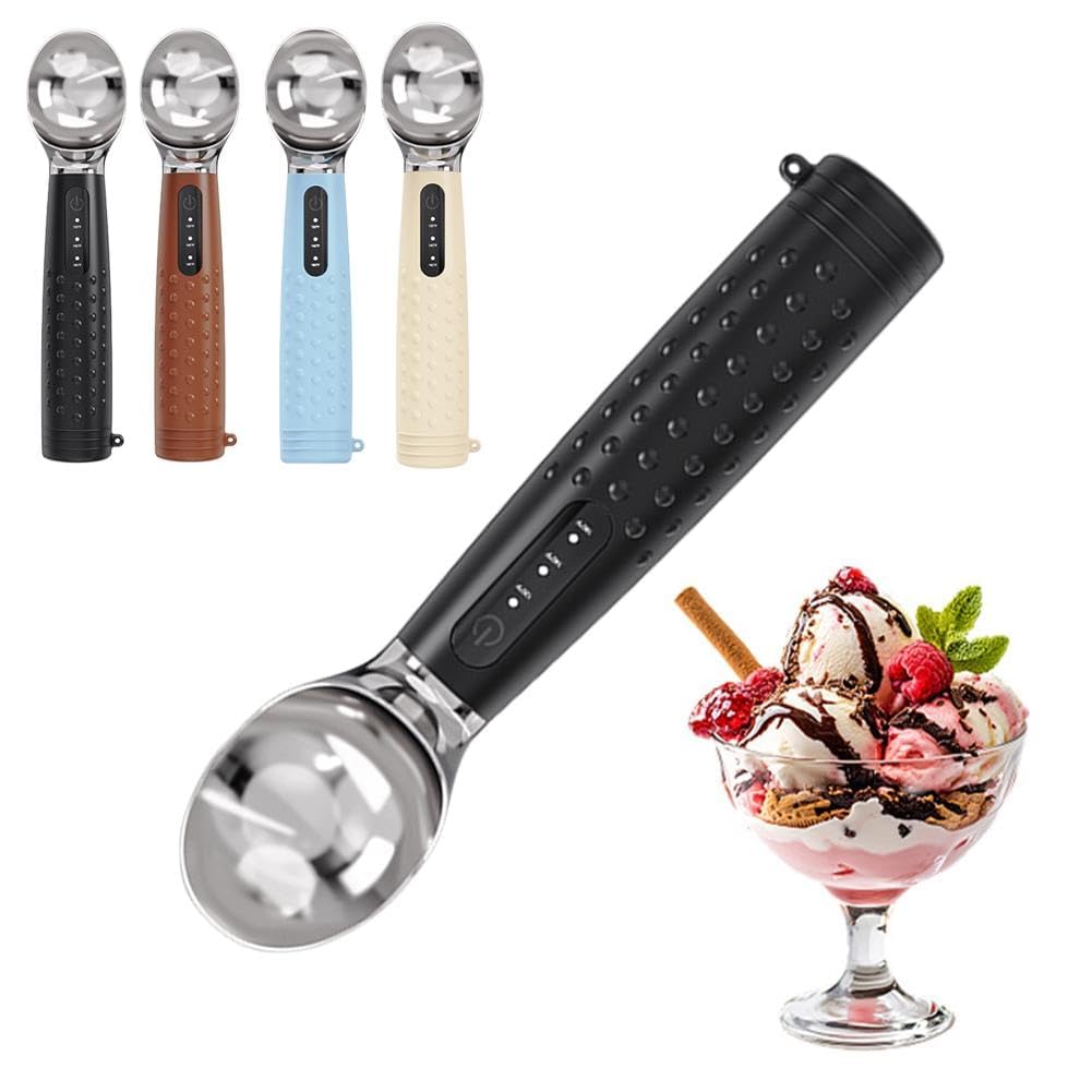 Cuillère à glace chauffante, rechargeable, 3 modes de température, affichage LED, chauffage rapide jusqu'à 71,1 °C, étanche, poignée ergonomique en silicone pour crème glacée dure et desserts