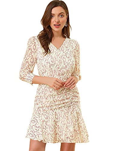 Vestido Fluido De Gasa Floral Cuello Pico Manga Corta Botones Arriba Para Mujer Amarillo S | Bodega Aurrera En Línea