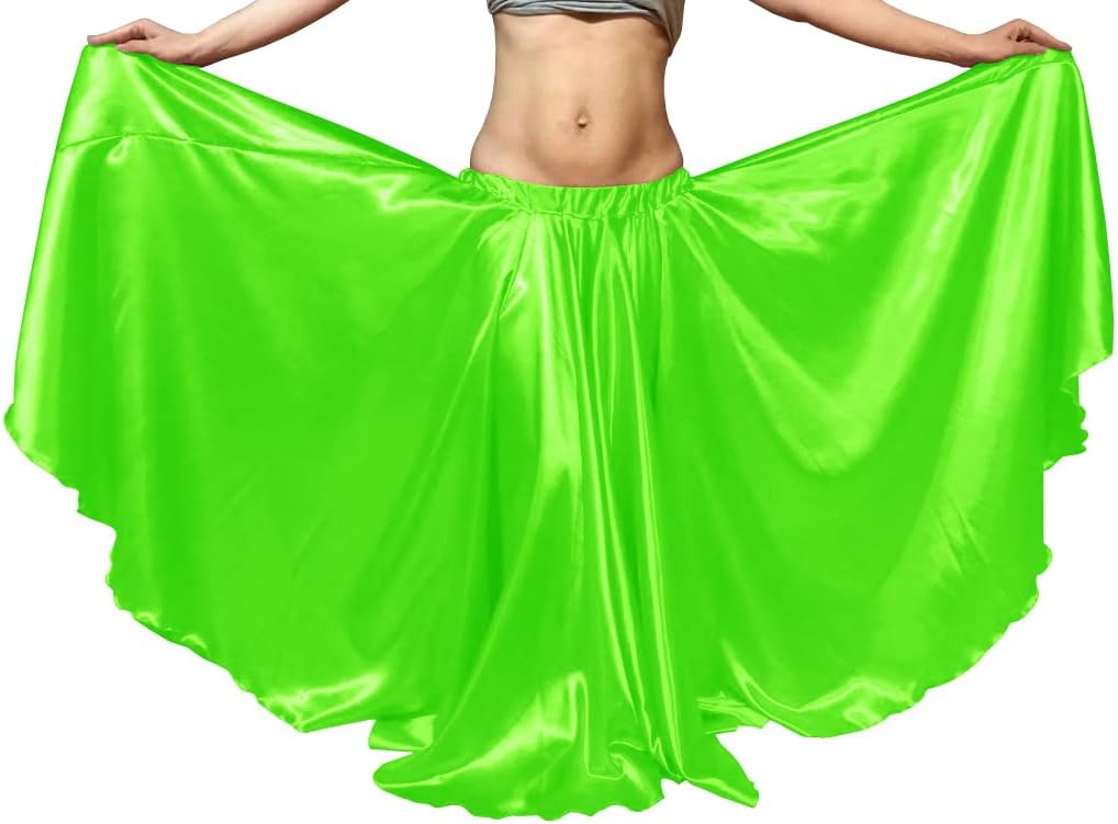 Indian Trendy Women's 16 Yard Satin Skirt Full Circle Double Circle Swing Halloween Belly Dance Tribal