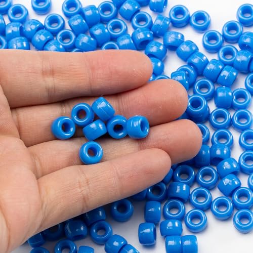 Image of Gxueshan 1000 Pcs Blue Acrylic Pony Beads 6x9mm Bulk for Bracelet Necklace Jewelry Making Earring Hair Braiding Kandi Beads