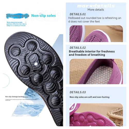 Women's Orthopedic Slip-On Sneakers Breathable Woven Diabetic Shoes with Arch Support,Soft Foam Cushion Hands-Free Design for Walking Comfort4