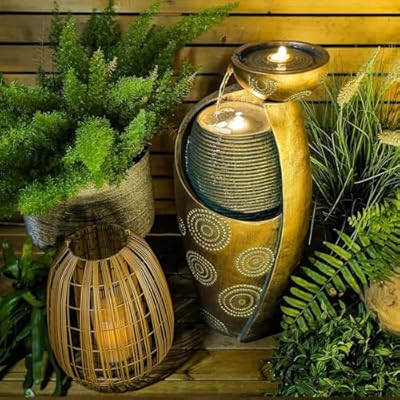 SERBILHOME Water Fountains Indoor,Modern Fountain Indoor with LED Lights Water Fountain Outdoor Floor Indoor Fountains and Waterfalls for Garden,Yard,Porch,Deck,Indoor Space Decor