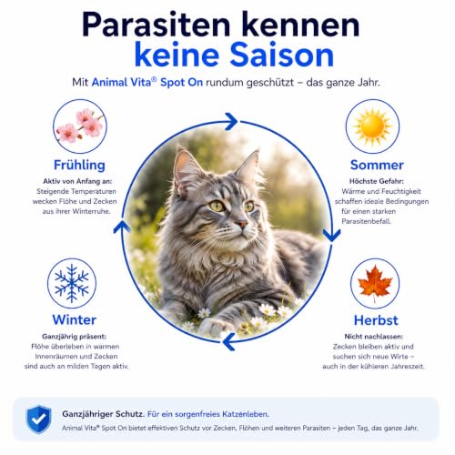 Animal Vita® Spot On Natürlicher Zeckenschutz für Katzen [6 Monate zuverlässiger Schutz] Natürliches Zeckenmittel für Katzen - Repellent… – Ansicht 6