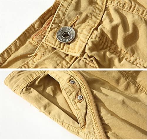 Short cargo ample homme sans ceinture bermuda large treillis militaire - 4