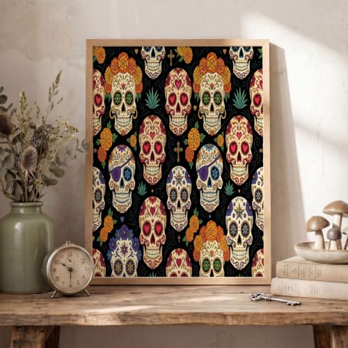 Affiche Mexicaine Squelettes Exotiques Jour des Morts - Tableau Impression sur Toile 60x80