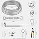 CIANBIFN 50M Drahtseil 2mm Stahlseil Kit 81 Stück, 304 Edelstahlseil PVC beschichtetes mit Drahtseilschneider, Karabinerhaken, Seilspanner, Ösenschraube, für Wäscheleine, Gardinenseil, Kletterpflanzen