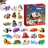 Calendari 'Avvento di Natale con animali stampati in 3D | Calendario di Natale con piccoli giocattoli articolati, figure, oggetti fantastici, animali da scrivania, per bambini, ragazze, feste