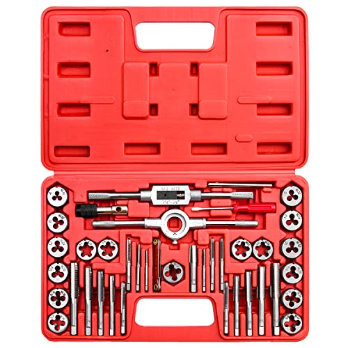 Efficere 40-Piece Premium Tap And Die Set - Sae Inch Size 1/2, 7/16, 3/8, 5/16, 1/4, 12, 10, 8, 6, 4, Coarse And Fine Teeth | Essential Threading Tool Kit With Complete Handles, Accessories, And Case #TOP7