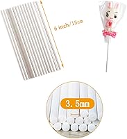 Vista 3 de 200 unidades de palitos blancos para piruletas de 6 pulgadas, palitos de papel para pasteles, coberturas de cupcakes, caramelos derretidos