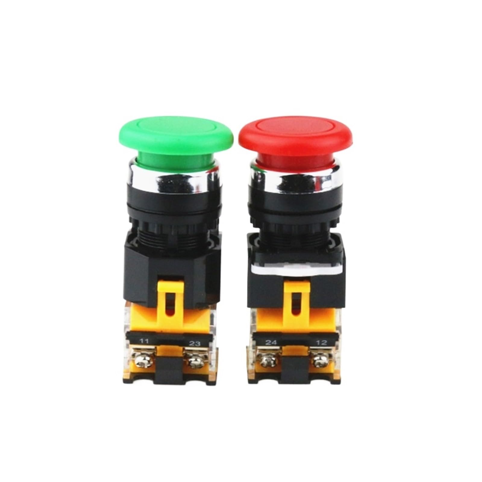 JNURGWLYH 22mm 1NO1NC Plastic Mushroom Head Push Button Switch Automatic-Reset DPST 4 Screws 10A 400V Power Switch Red Green(Vert)