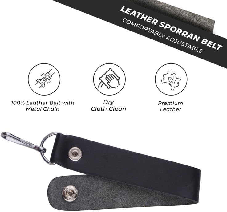 Leather Sporran Belt with Metal Chain/Hook - Chain Suspender - Hook Suspender Durable Scottish Kilt Accessory image 5