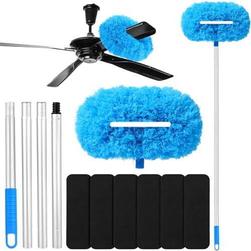 Reallnaive 7Pcs Ceiling Fan Clean Set - Cleaner, Duster, Extension Pole & 6 Filters for 13.4 to 55 Inch Fans