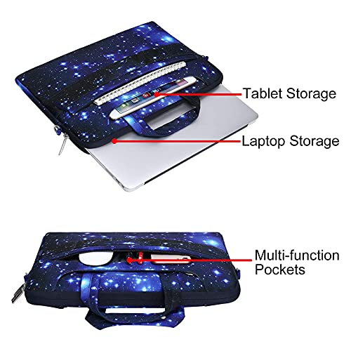 MOSISO Laptop Shoulder Bag Compatible with MacBook Air/Pro,13-13.3 inch Notebook,Compatible with MacBook Pro 14 inch 2023-2021 A2779 M2 A2442 M1,Starry Night Carrying Sleeve Case with Belt, Black2