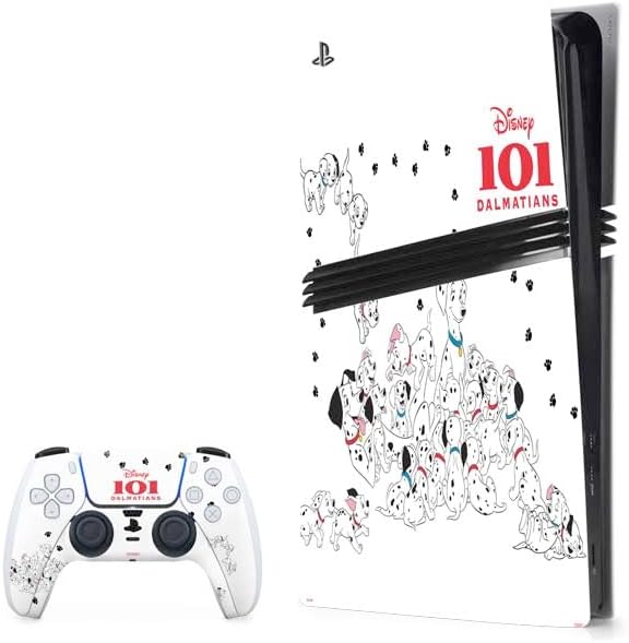 Skinit Decal Gaming Skin Compatible with PS5 Pro Bundle - Officially Licensed Disney 101 Dalmatians Puppy Pile Design
