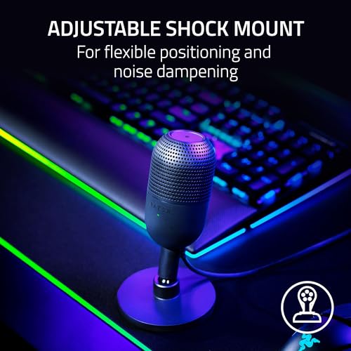 Image of Razer Seiren V3 Mini USB Microphone: Condenser Mic - Supercardioid Pickup Pattern - Tap-to-Mute Sensor with LED Indicator - Shock Absorber - Ultra Compact - PC, Discord, OBS Studio, XSplit - Black