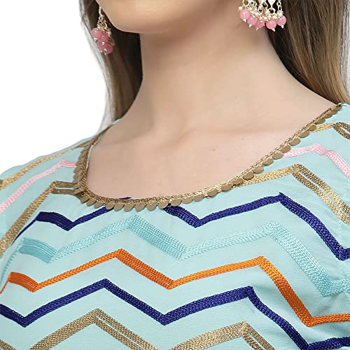 Image of Women's Georgette Embroidered Kurti And Skirt with Dupatta Sets.