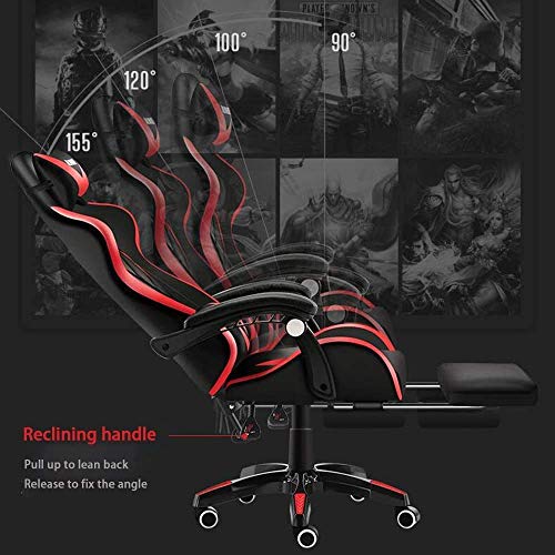 SGeneE Office Desk Chair Bluetooth Speaker Gaming Chair,High Back Computer Game Chair Adjustable Reclining Office Chair Recliner, Headrest and Massage Lumbar Support (Blue White)
