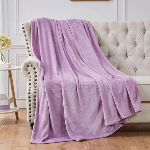 Image of Harleen Blankets, 250 GSM Super Soft Flannel Cozy Blankets for Single Bed, Washable Lightweight Blanket for Couch Sofa Bed Office, Warm Plush Blankets for All Season (Lavender Color, Double)