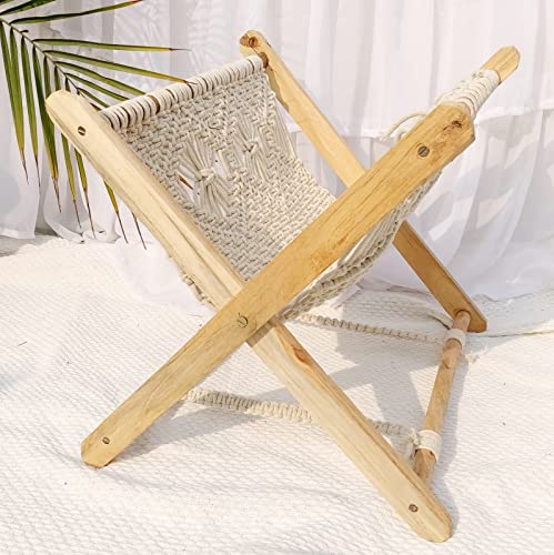 COTTONCUBE Macrame Bookend for Reading Books Book Holder Rack Handmade Boho Book Ends Shelf for Office, Nursery Living Room Bedroom, (18" L x 16" W) Inches, Beige