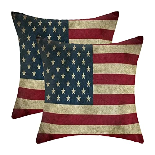 CXMEIFLY Vintage American Flag Pillow Covers 18x...