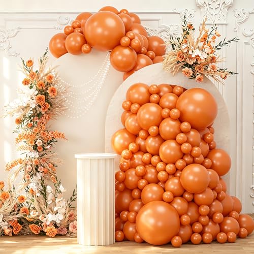 Image of 108Pcs Double Stuffed Orange Balloon Garland Arch Kit