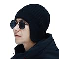 SYGA Winter Woolen Hat Men Ears Protection Beanie Knitted Hat Soft Plush Warm Cap (Above 15 Year) Black