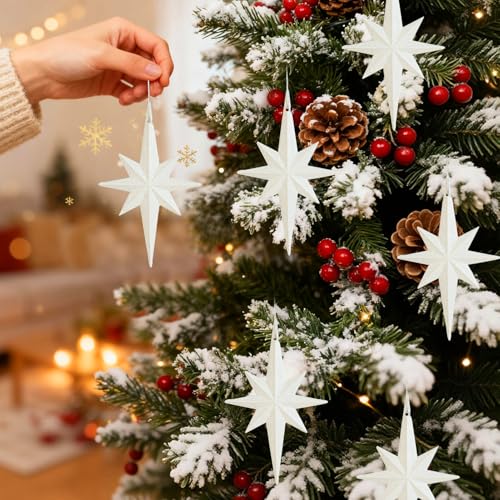 6 Stück Weihnachtsbaumschmuck Funkeln Weihnachtsstern Anhänger,...