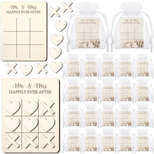 Quzzil Mini-Brettspiele aus Holz, 8,9 x 7,9 cm, 24-teiliges Set, Hochzeitsgeschenke für Gäste, Brautparty, Hochzeit, Party, Valentinstag, 24 Stück