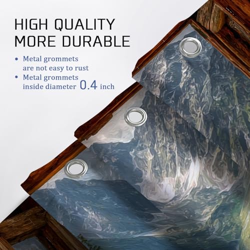 Rideau de douche polyester imperméable motif forêt rustique et tapis assorti - 5